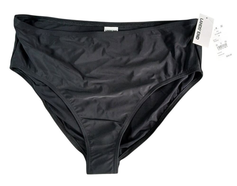 Lands' End Swim Bottoms Womens XL 18 Black UPF 50 Bikini Cheeky Beach Pool NWT